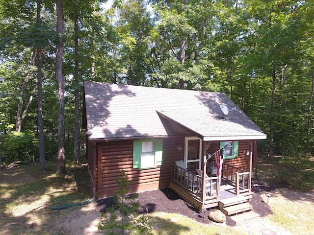 view of log home