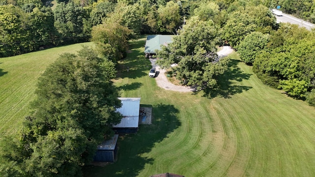 drone / aerial view with a rural view