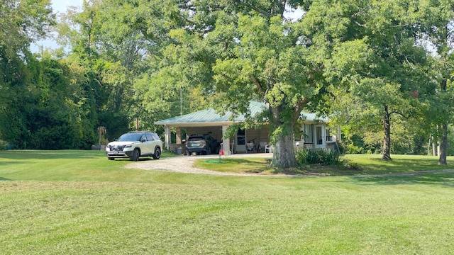 view of yard with a carport