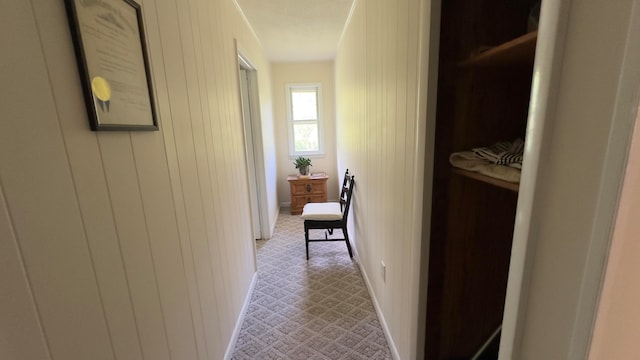 hallway with light carpet