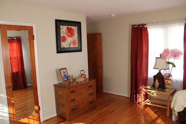 bedroom featuring light wood-type flooring