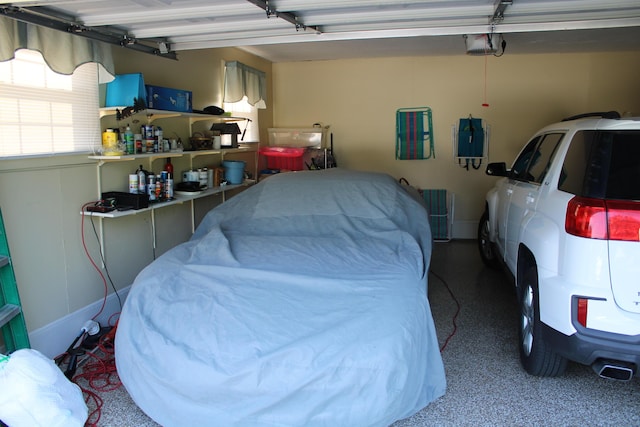 garage with a garage door opener