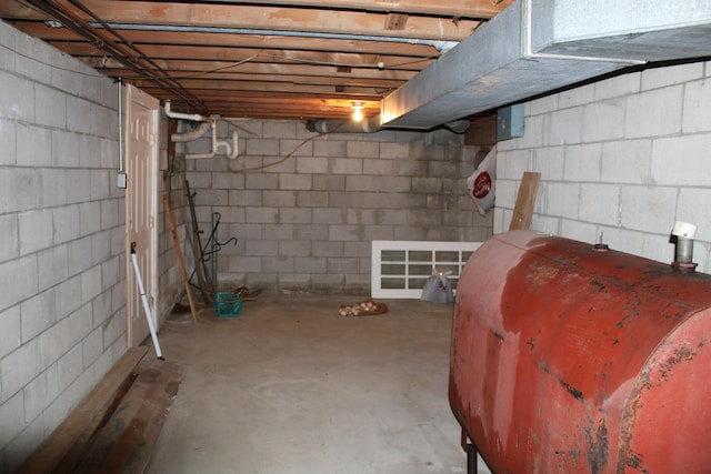 unfinished basement with heating fuel