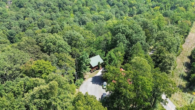 bird's eye view featuring a view of trees