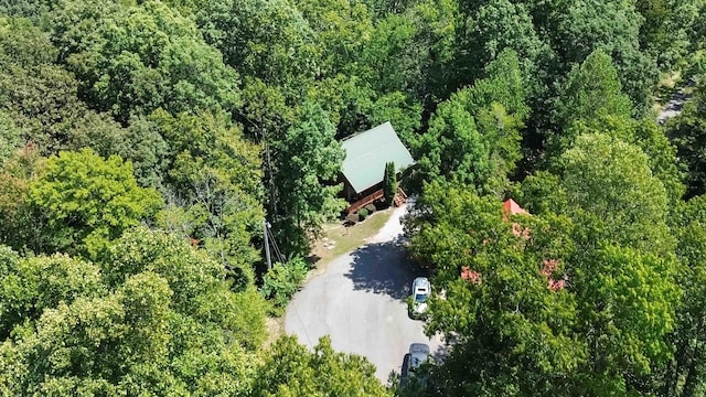 drone / aerial view with a forest view