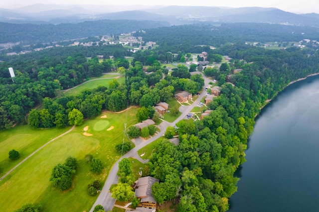 aerial view with a water and mountain view