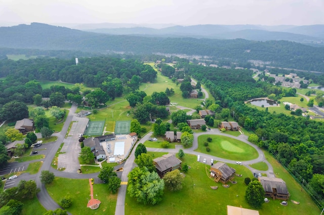 birds eye view of property with a mountain view