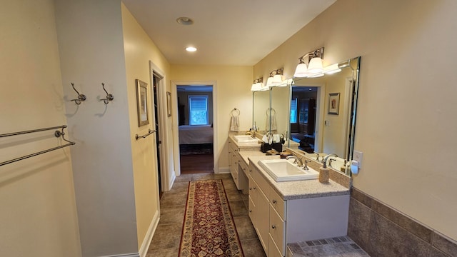 bathroom with vanity and tile patterned floors