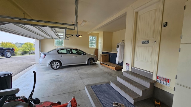 garage with a garage door opener