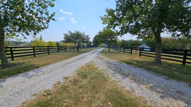 view of road with a rural view