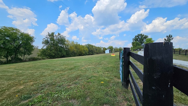 view of yard with a rural view