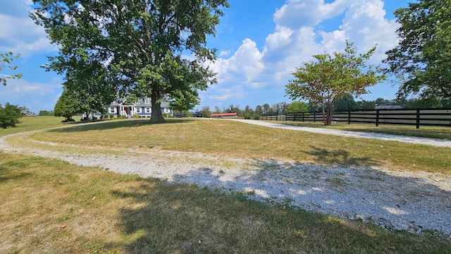 view of home's community with a yard and a rural view