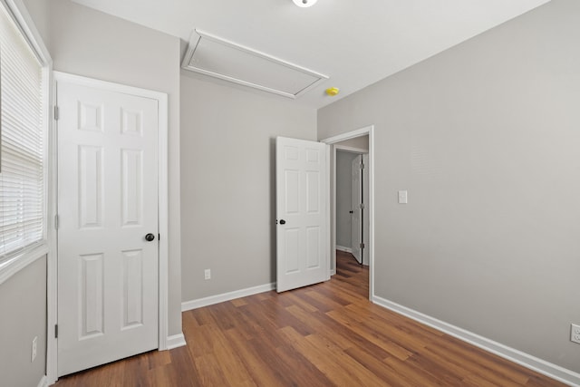 interior space with dark wood-type flooring