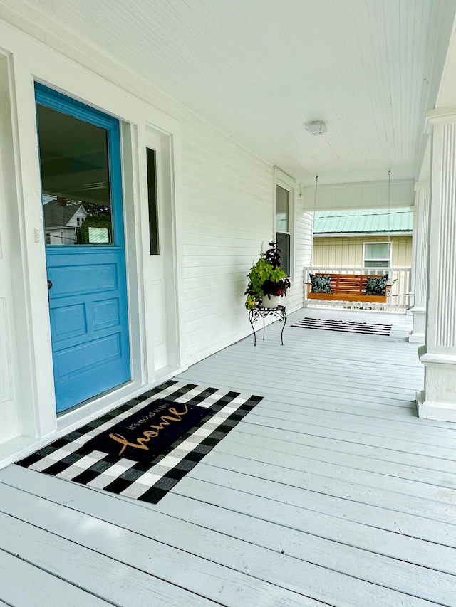 deck with a porch