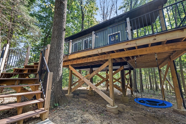 1545 Beaver Lake Rd, Lawrenceburg, KY 40342 - exterior space featuring a wooden deck and stairway