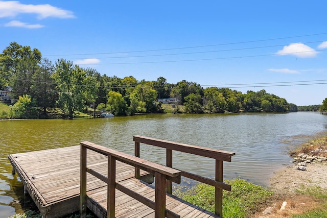 view of dock featuring a water view