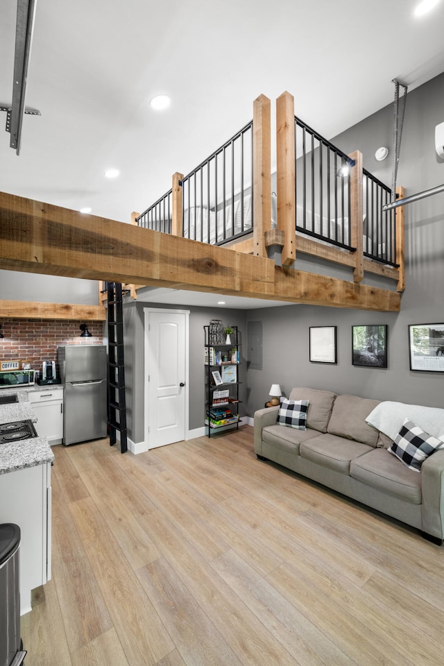 living room featuring light wood-type flooring