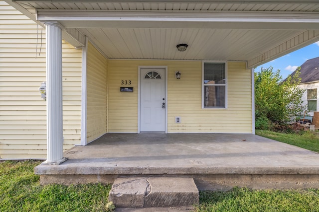 property entrance with a porch