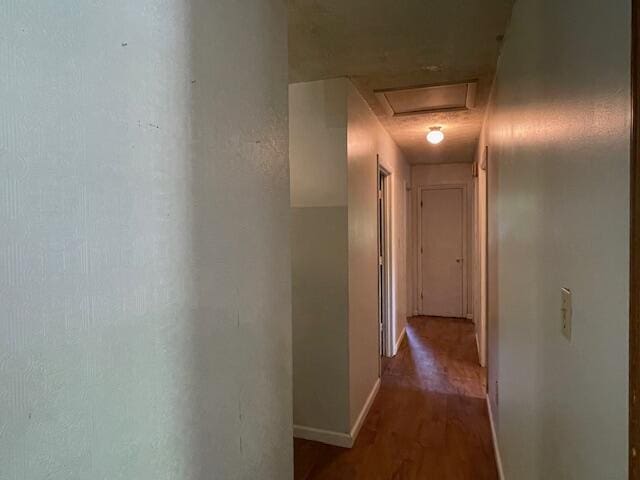 hallway with hardwood / wood-style flooring