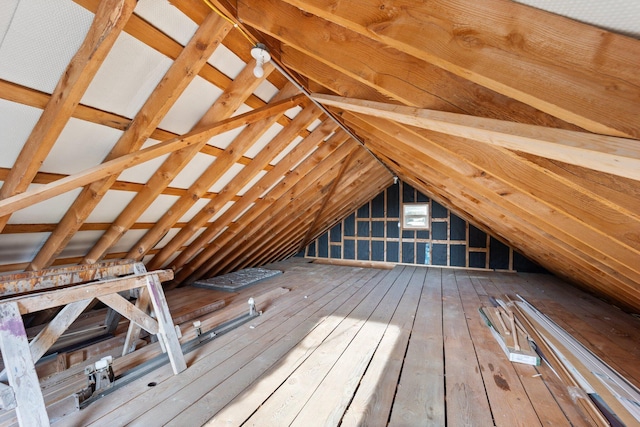 view of unfinished attic