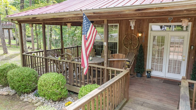 deck featuring french doors