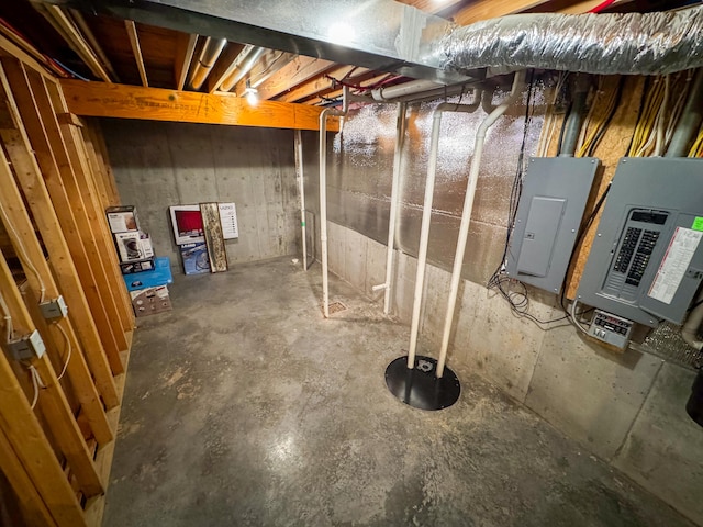 basement with electric panel