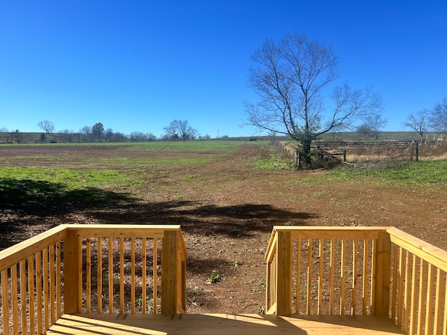 deck featuring a rural view