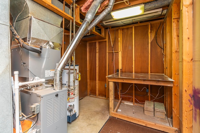 basement with water heater