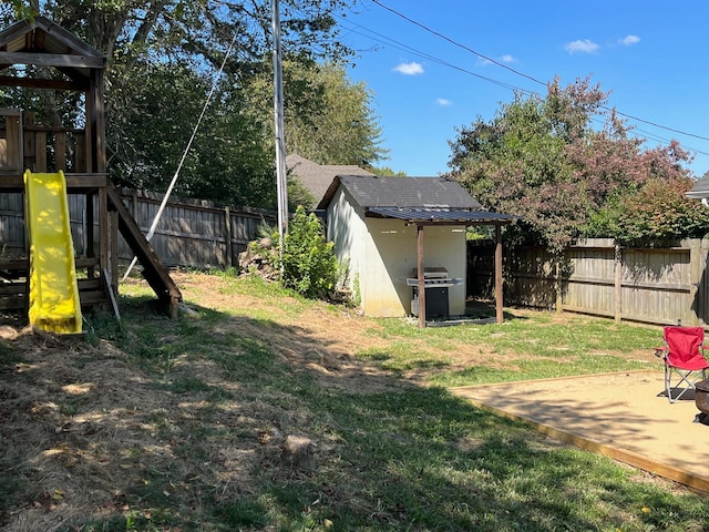 view of yard featuring a playground