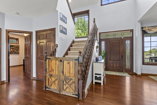 foyer with dark hardwood / wood-style flooring