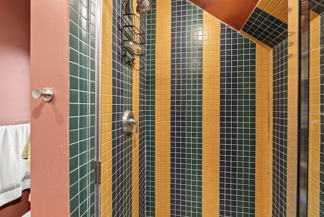 interior space with a tile shower