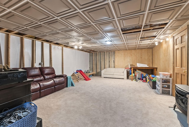 basement featuring carpet floors