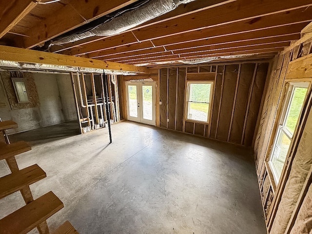 basement with french doors