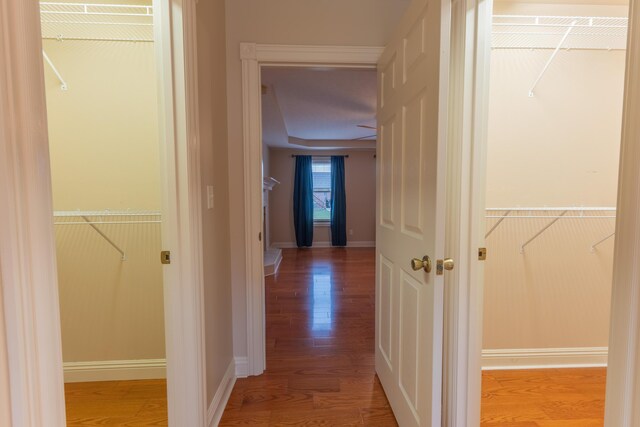 hall featuring hardwood / wood-style flooring