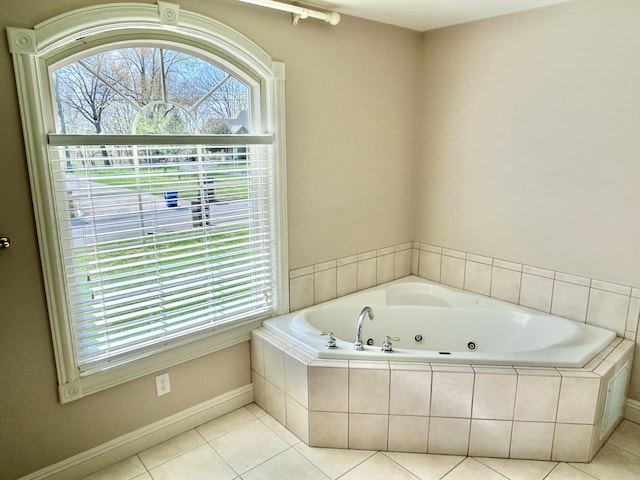 244 Water Cliff Dr, Somerset, KY 42503 - full bathroom with tile patterned flooring, baseboards, plenty of natural light, and a jetted tub