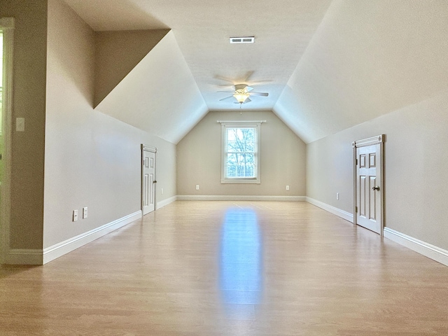 244 Water Cliff Dr, Somerset, KY 42503 - spare room featuring baseboards, visible vents, light wood-type flooring, and a ceiling fan