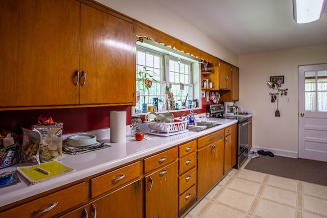 kitchen featuring electric range and sink