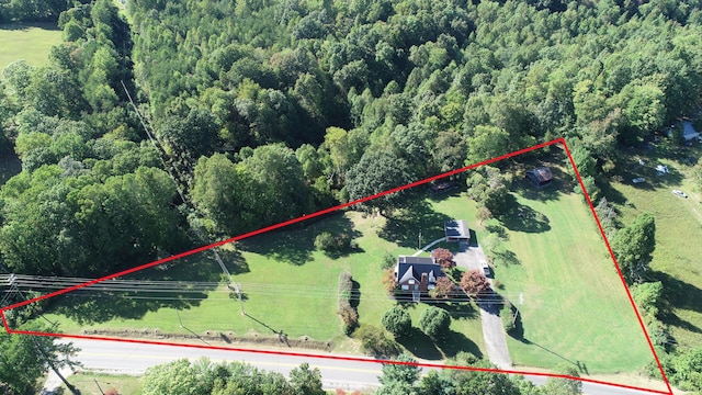 birds eye view of property featuring a rural view