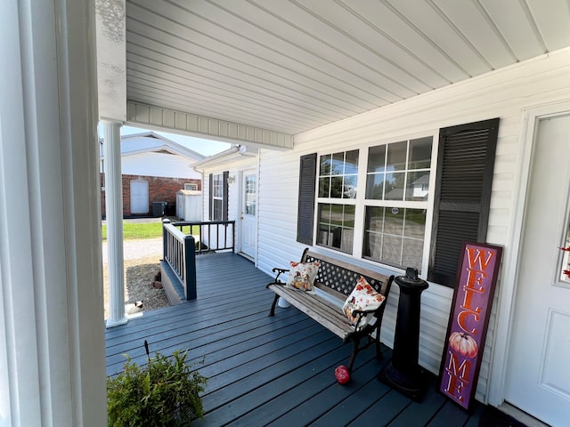 wooden deck featuring a porch