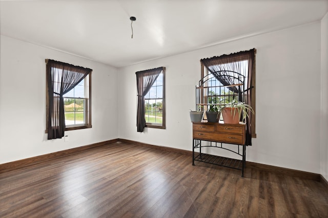 spare room with dark hardwood / wood-style flooring and a healthy amount of sunlight