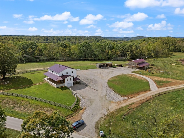 aerial view featuring a rural view