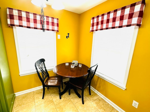 view of tiled dining space