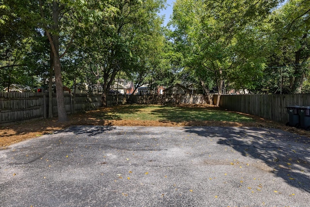 view of yard with a fenced backyard