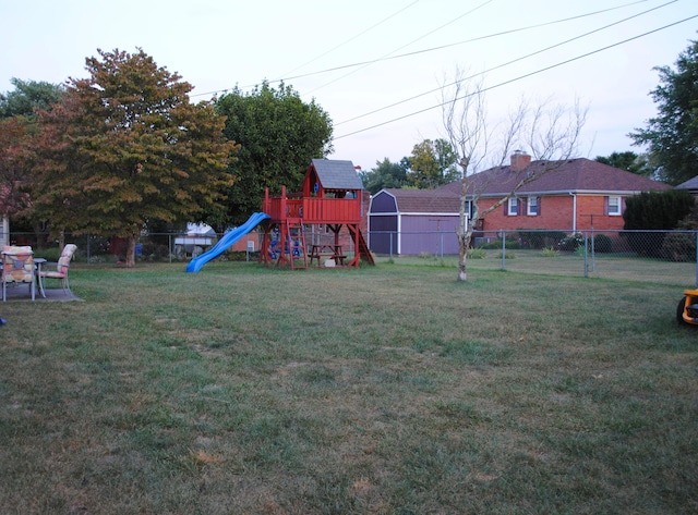 view of yard featuring a playground