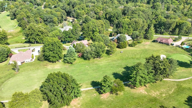 birds eye view of property featuring a rural view