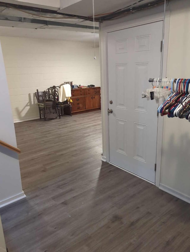 foyer with dark wood-type flooring