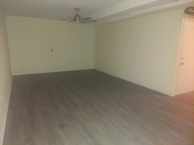 unfurnished room featuring ceiling fan and wood-type flooring