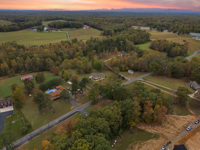 view of aerial view at dusk