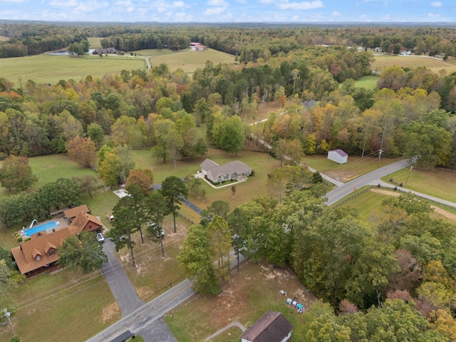 aerial view featuring a rural view