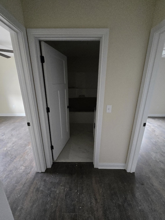 hall featuring dark wood-type flooring